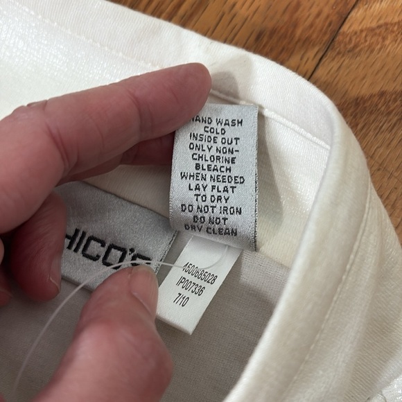 CHICO'S Sequin Full Zip Jacket Ivory Off White Lined Pocket size 3 XL - Picture 8 of 9